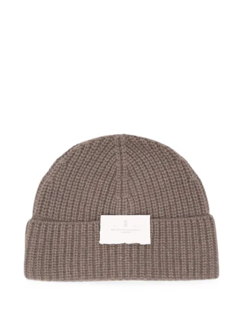 Brunello Cucinelli ribbed-knit cashmere beanie hat Neutrals M2294920C9758