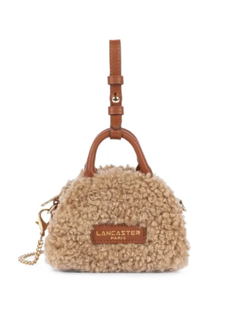 Lancaster nano shearling-effect leather clutch bag Neutrals 177004