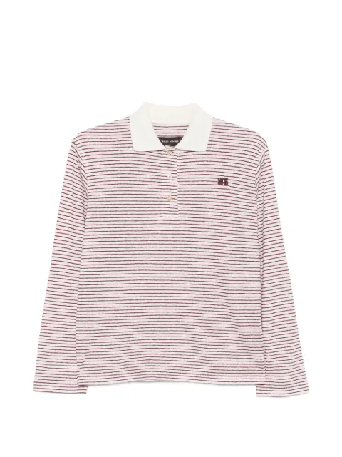 Wales Bonner striped long-sleeve polo top White WA26JE29JE04130