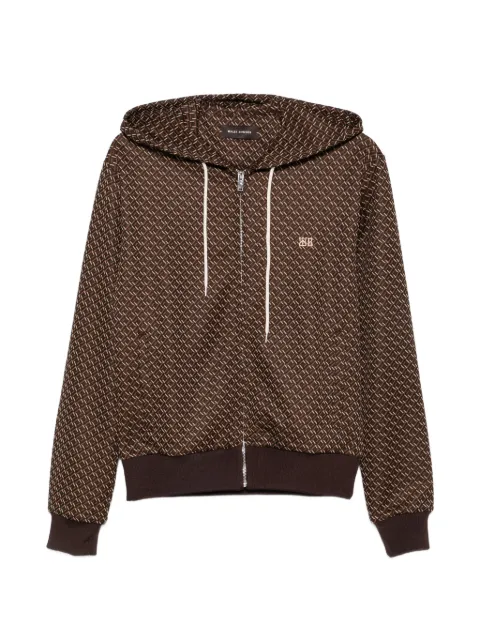 Wales Bonner geometric-pattern zip-up hoodie Brown UA26JE32JE07880