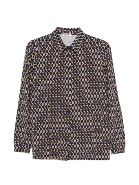 Siyu geometric-print button-up shirt Blue TANTRISPLUS127