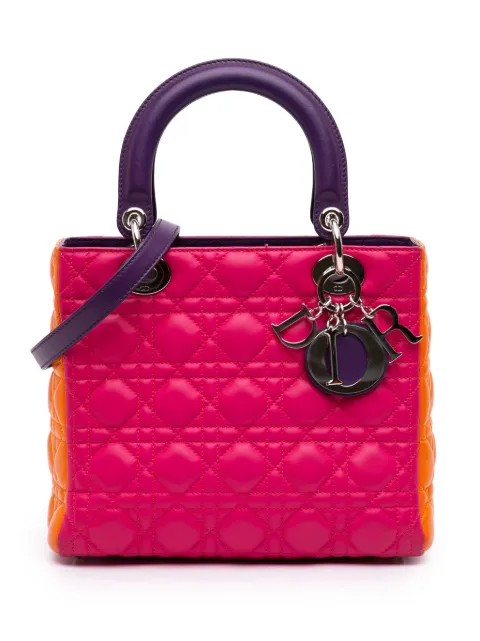 Christian Dior Pre-Owned 2011 Medium Tricolor Lambskin Cannage Lady Dior satchel Orange 5TVFSBQQT2VQHWR1