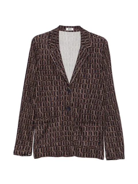 Siyu geometric-print blazer Blue DOORSWARMCR347