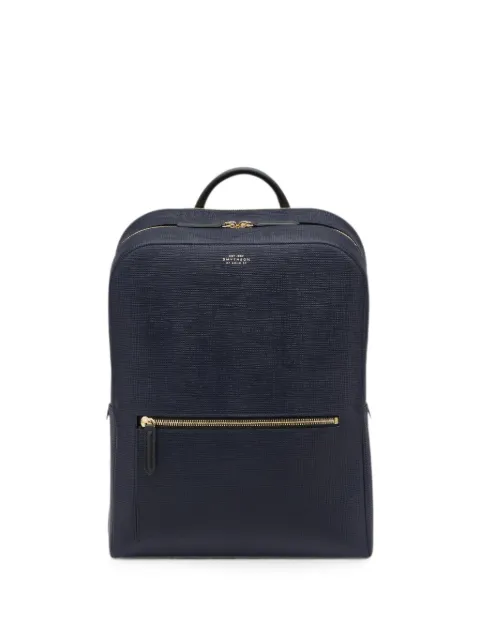 Smythson zip-around leather backpack Blue 1204224