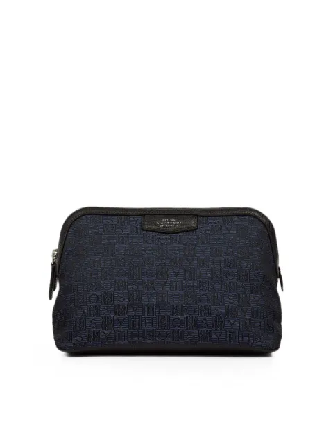 Smythson small Stamp Canvas travel pouch Blue 1205202