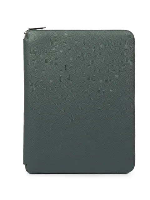 Smythson zip-around writing folder Green 1206047