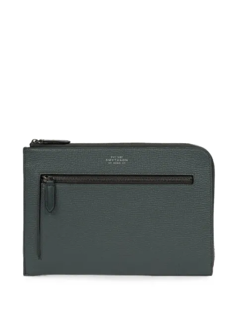 Smythson Ludlow-leather flat travel pouch Green 1206027
