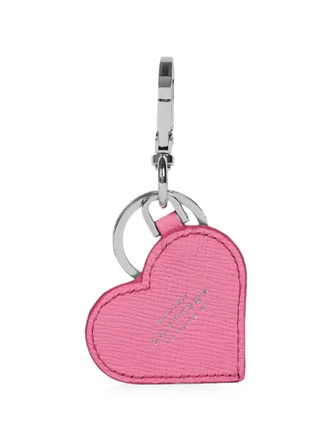 Smythson Panama-leather heart keyring Pink 1206003