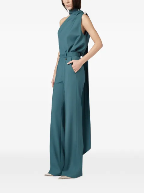 Giuseppe Di Morabito crystal-embellished one-shoulder blouse Green 07PFTO423X16705