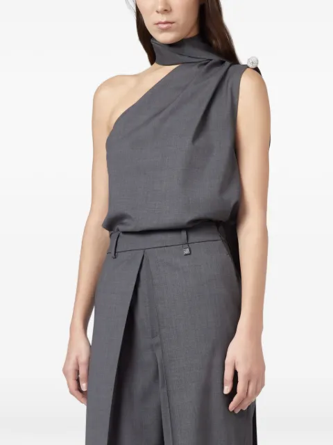 Giuseppe Di Morabito one-shoulder crystal-embellished top Grey 07PFTO423X16705