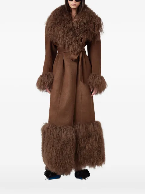 Giuseppe Di Morabito shearling-trim belted coat Brown 07PFCO50316755