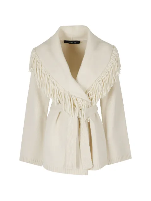 Federica Tosi fringe-trim belted cardigan Neutrals 33150352099
