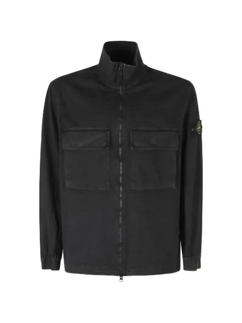 Stone Island 1200024 stretch organic broken twill cotton 'old' effect overshirt Black L2S151200024S00L1