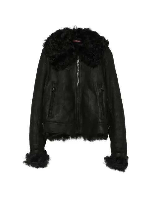 Prada Pre-Owned 2000s shearling-trim jacket Black PR1600CFF
