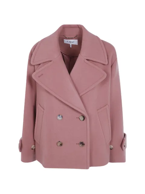 Chloé wool double-breasted coat Pink CH25WMA96272