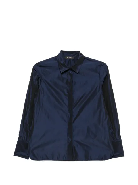 Rosso 35 iridescent-finish long-sleeve shirt Blue S7658B9536