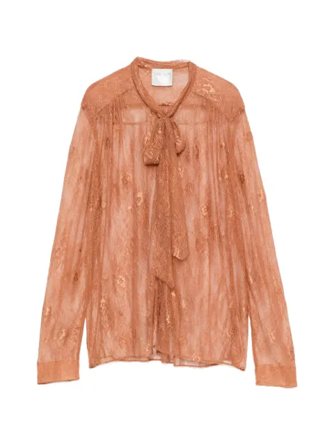 Forte Forte lace pussy-bow shirt Brown 15096MYSHIRT