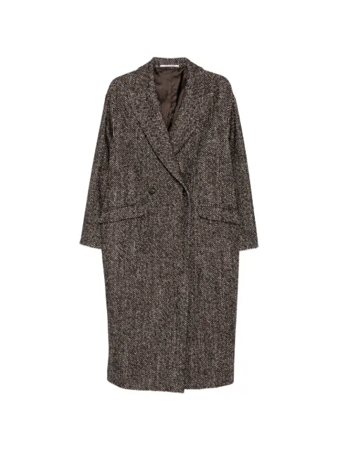 Tagliatore herringbone-pattern double-breasted coat Brown LINDEN340218M1160
