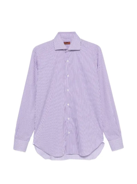 Barba striped-print spread-collar shirt White I1U13P015721