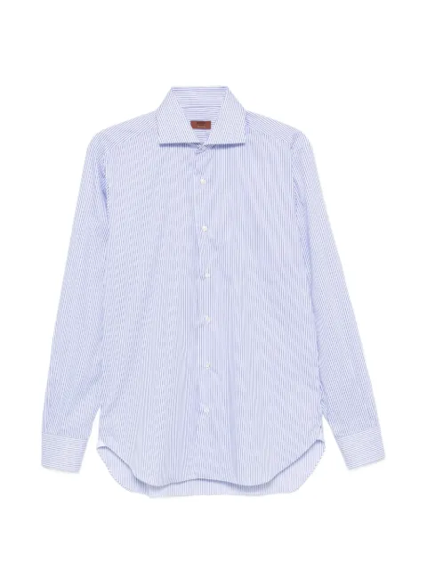 Barba vertical-stripe spread-collar shirt White I1U13P015721