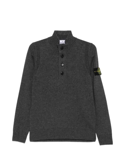 Stone Island logo-patch button-up polo shirt Grey L2S155100040S00A3