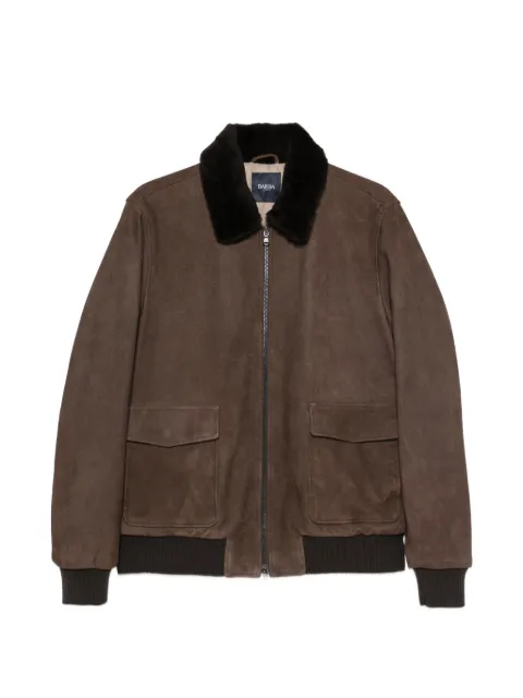 Barba Boston shearling-collar calf suede jacket Brown 58207