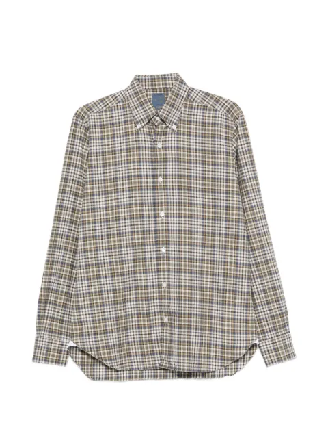 Barba check-pattern button-down shirt Neutrals LIU24P0157066