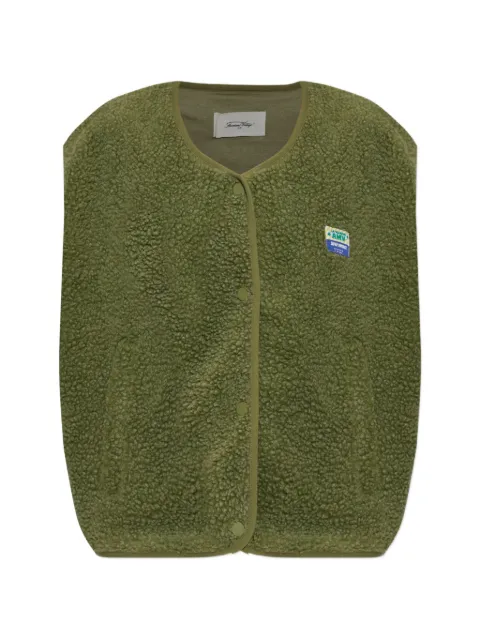 American Vintage logo-patch fleece gilet Green HOK16B