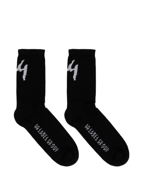 44 LABEL GROUP logo-intarsia ribbed-knit socks Black B0030141KN075