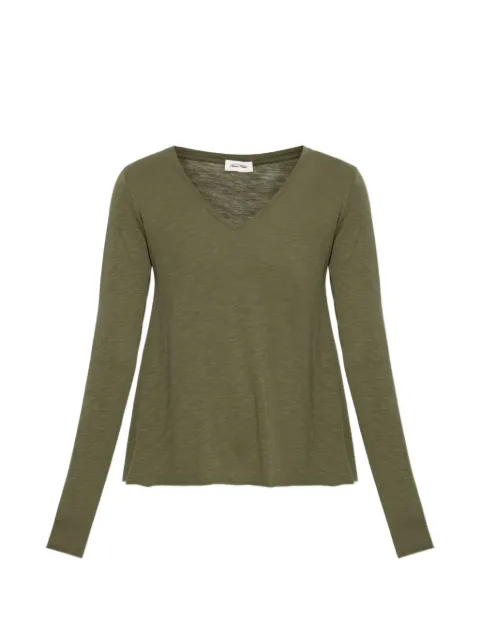 American Vintage Jacksonville V-neck long-sleeve T-shirt Green JAC52VE260