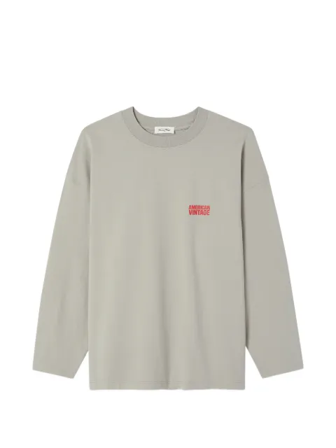 American Vintage Gixy logo-print long-sleeve T-shirt Neutrals GIX02C