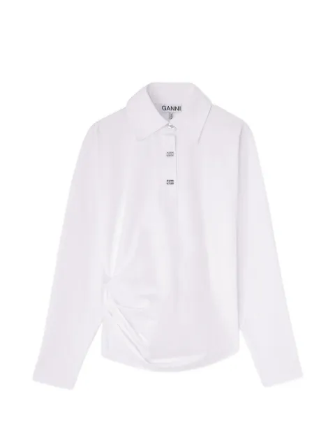 GANNI polo shirt in white jersey White A1170009