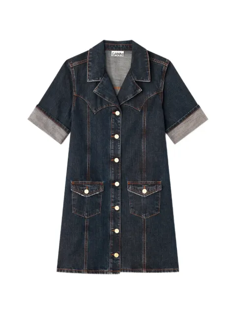 GANNI mini dress in textured denim Blue A1030720