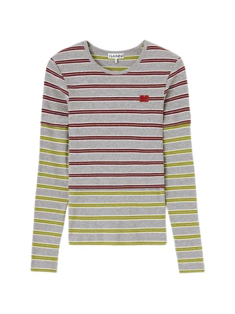 GANNI long-sleeve top in Double Stripe Grey A1040472