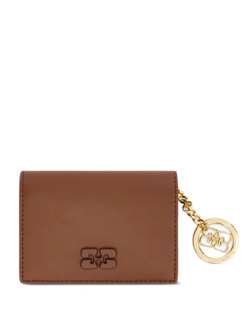 GANNI Bou card holder with flap in brown Brown B3010392