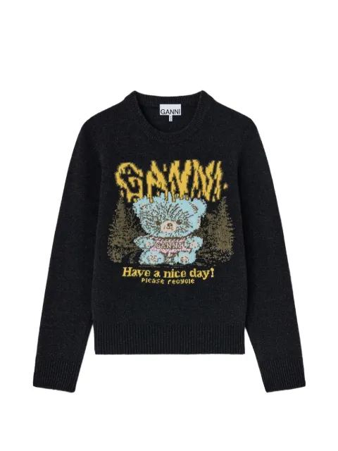 GANNI jumper with forest Teddy Black A11500582678