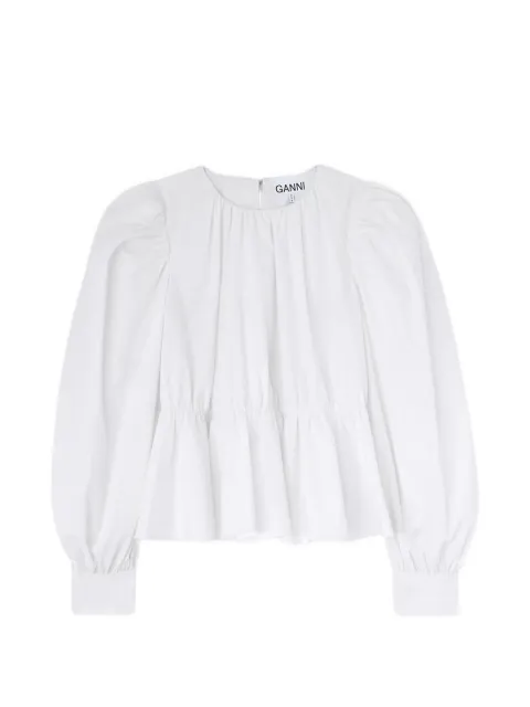 GANNI blouse in compact poplin White A1040500