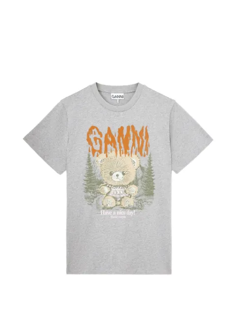 GANNI T-shirt with forest teddy Grey A1050313
