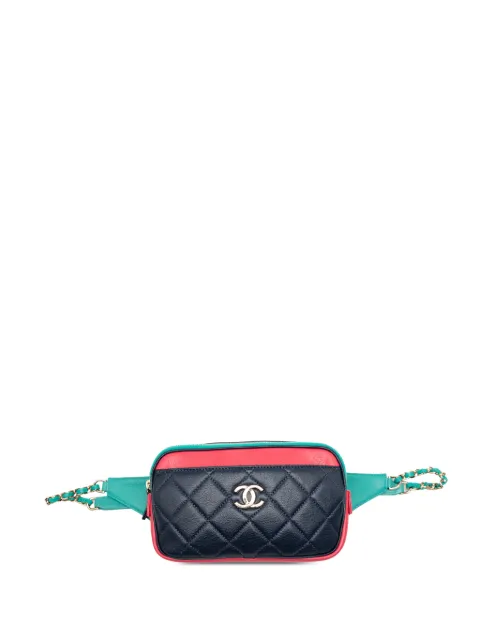 CHANEL Pre-Owned 2019 Tricolor Quilted Goatskin In and Out belt bag Blue BHXFQXV5DH4WHSKZ