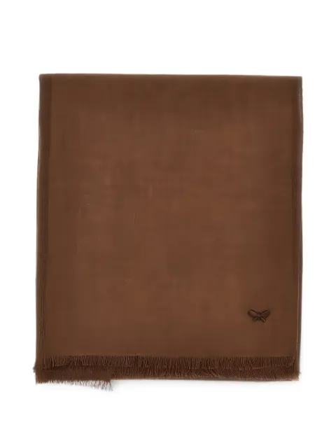 Weekend Max Mara fringed butterfly-embroidered scarf Brown 2625546014600