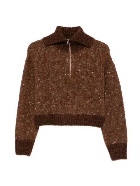 Alysi half-zip knitted sweater Brown 266431A6056
