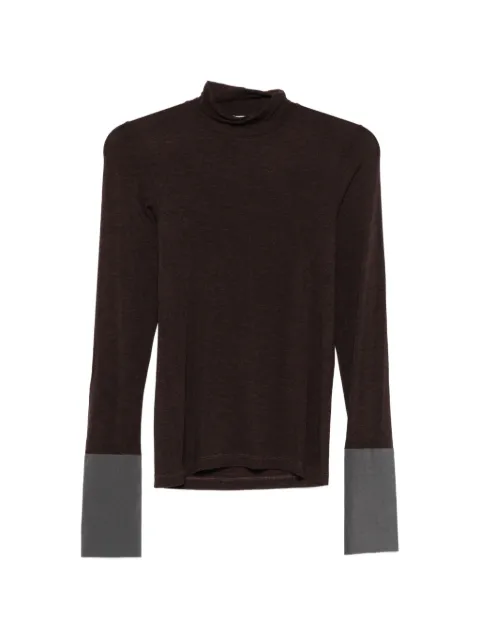 Alysi contrast-cuff high-neck sweater Brown 166410A6036