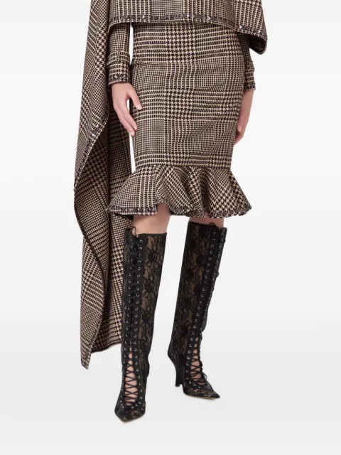 Giuseppe Di Morabito houndstooth-pattern ruffled midi skirt Brown 07PFSK177B16703