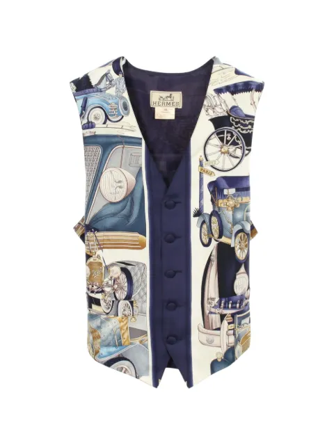 Hermès Pre-Owned 2010s automobile-print waistcoats Blue 1088061