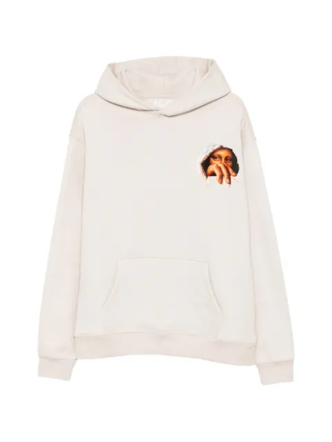 Melt graphic-print pouch-pocket hoodie Neutrals MSHOD5120