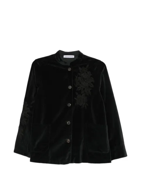 Rosso 35 floral-embroidered velvet jacket Black N1966AR2964