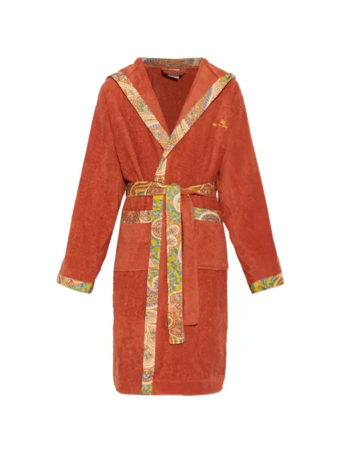 ETRO HOME paisley-trim hooded bathrobe Orange UKFD0002AV799