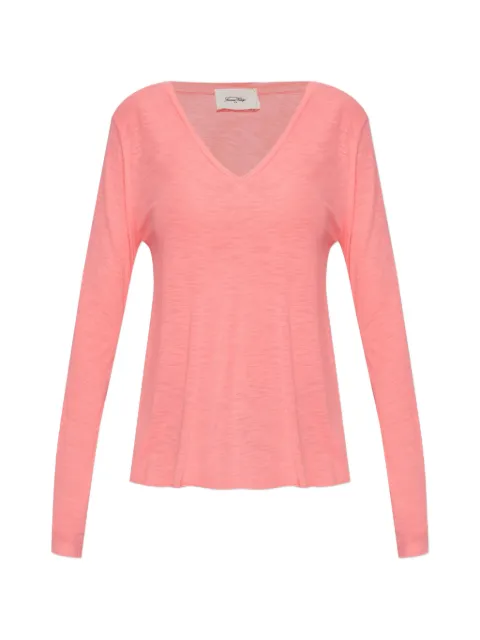 American Vintage Jacksonville V-neck long-sleeve top Pink JAC52VE260