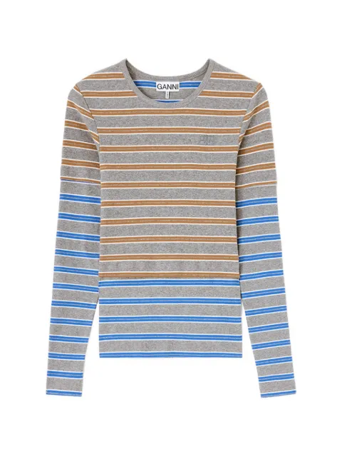 GANNI long-sleeve top in double stripe Grey A1040472