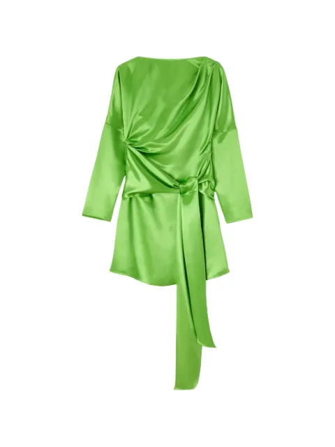 GANNI draped satin dress Green A1030701